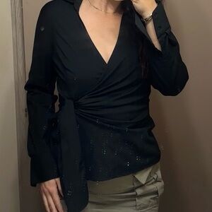 Black Wrap Blouse